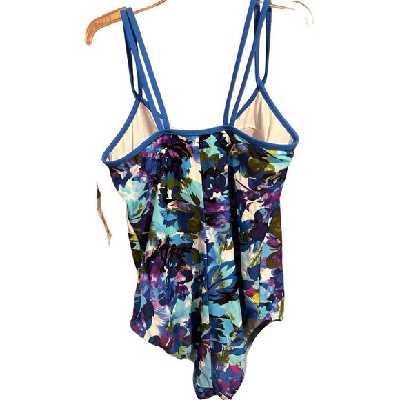 Catalina 1 Piece Tank Swimsuit Women’s Size 2X (18W-20W) Blue Floral Print NWT - Picture 3 of 10